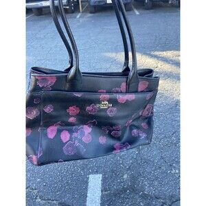 Coach Casey Halftone Floral Crossgrain Black Wine F40340